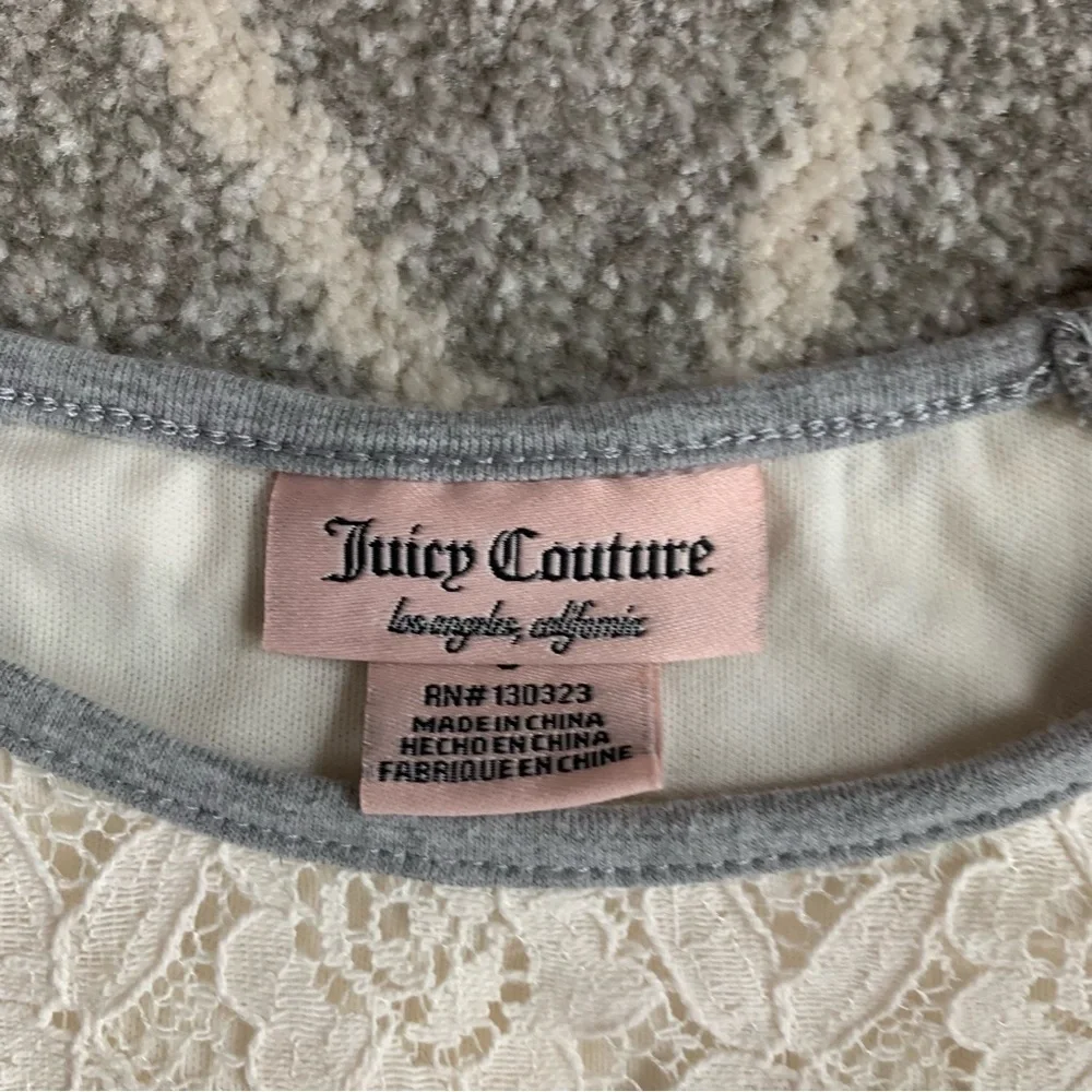 Juicy Couture Gray and Ivory Lace Dress w/ A-line full Circle Skirt Size 6